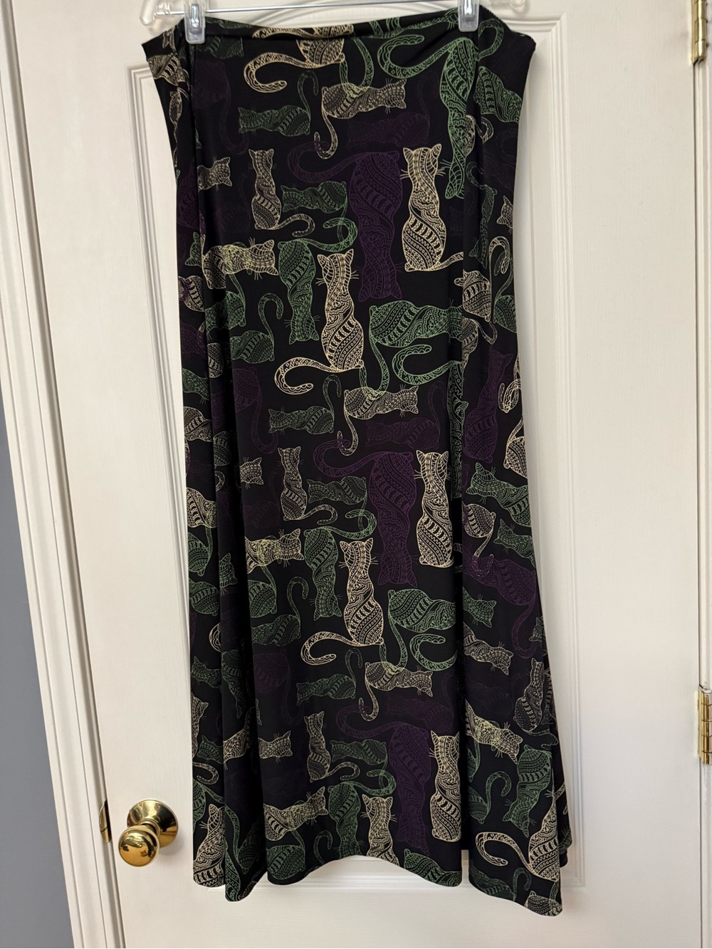 LuLaRoe Maxi Skirt in Black, Green & Purple - Picture 5 of 6